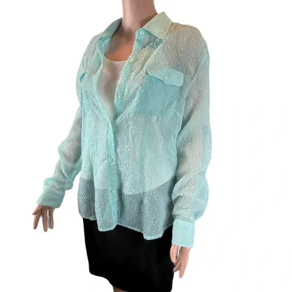 Evan-Picone Adjustable Sleeve Button Up, Mint |16 - Picture 15 of 16